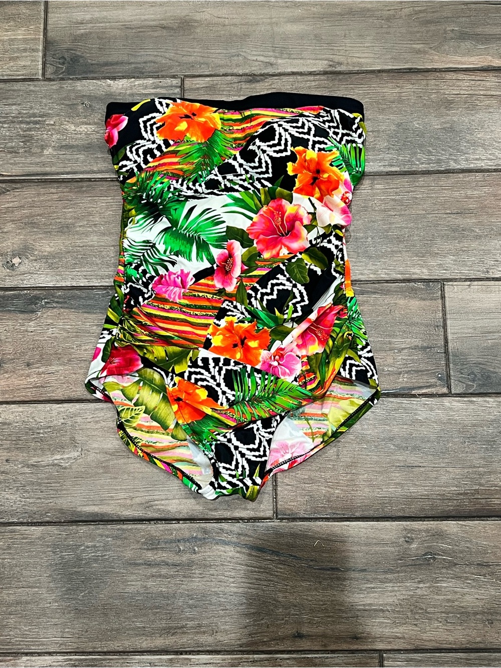 Rose Marie Reid Tropical Strapless Swimsuit Size 12